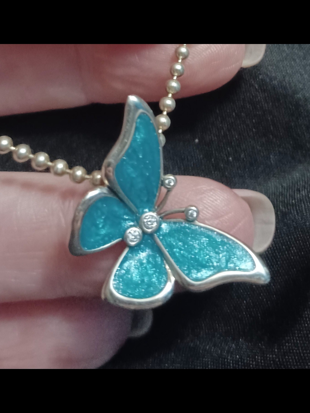 Pandora Blue Enamel Butterfly Pendant Charm
